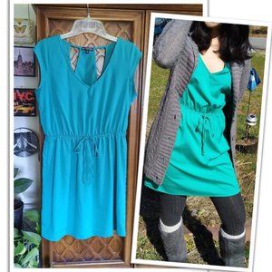 3/$15 BeBop Drawstring Waist Mini Sheath Dress - Green, Size S